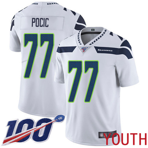 Seattle Seahawks Limited White Youth Ethan Pocic Road Jersey NFL Football #77 100th Season Vapor Untouchable